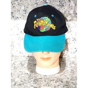 The Flintstones by Freshcaps 1 Size D&B Snapback‎ Baseball Cap 1994 Blk/Aqua VTG